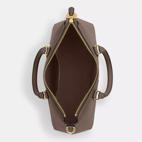 COACH GEORGIA SATCHEL CR156 GOLD AND DARK STONE PEBBLED LEATHER - Picture 14 of 15